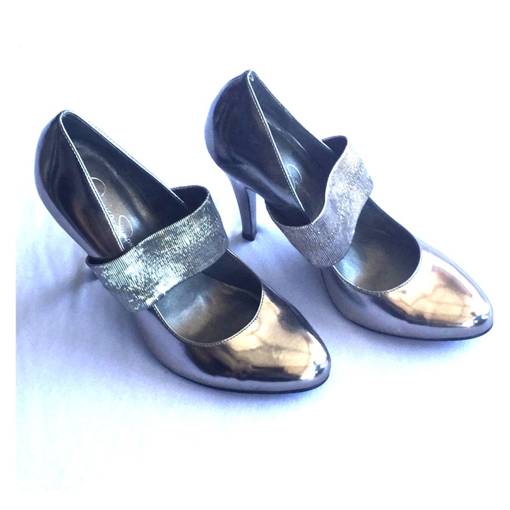 Jessica Simpson Metallic Silver Heels